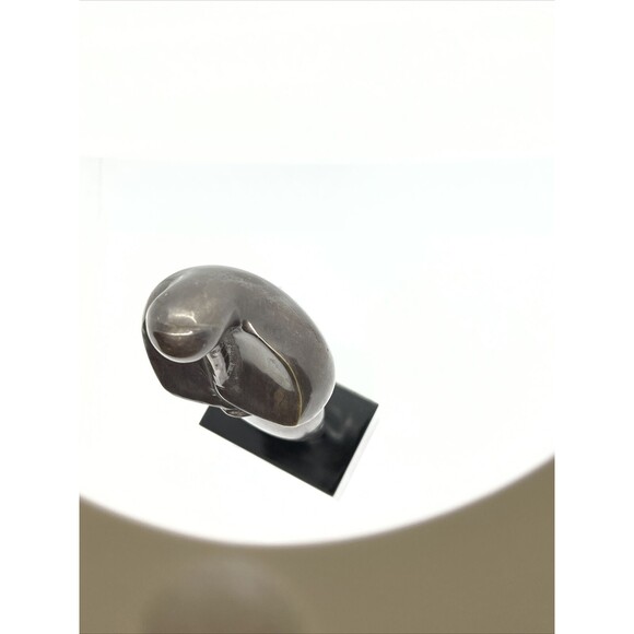 MCM Bronze Abstract Clarinet Player On Wood Stand Unsigned - Picture 11 of 12